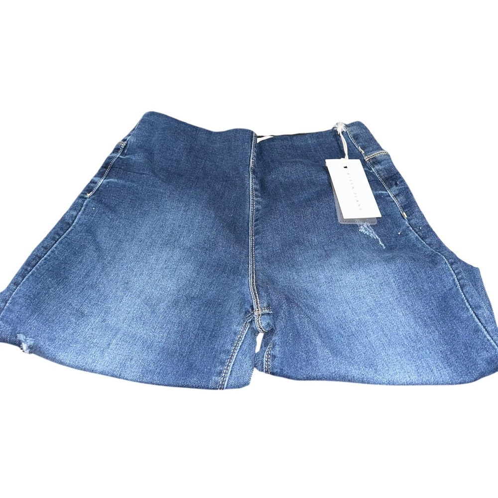 Risen Jeans Womens M High Rise Pull On Boyfriend Crop Stretch Denim NWT